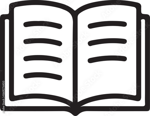 Open book icon with lines representing text