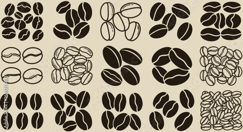 Coffee Beans Seamless Pattern in Brown Colors