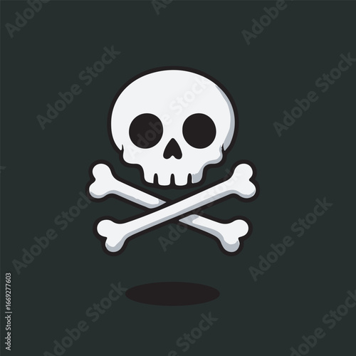 Simple Flat Style Skull and Crossbones Symbol Danger Sign Icon