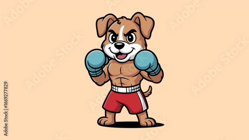 Cartoon boxer dog ready for a fight