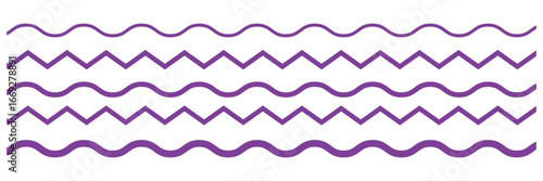 wavy zigzag pattern line illustration set on a white background, abstract vectors