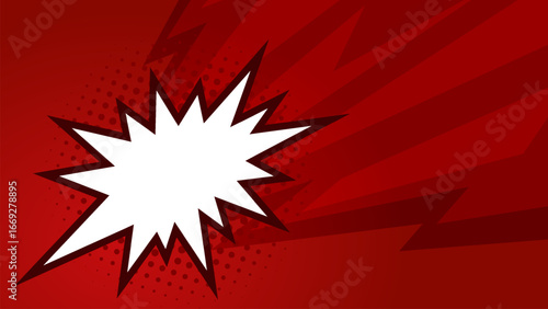Blank comic cartoon red background with thunder lightning. empty dialog background thunder lightning. Comic background cartoon style