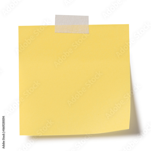 Sticky note reminder. Post it note paper. Yellow sheets for notes isolated with clipping path on background.