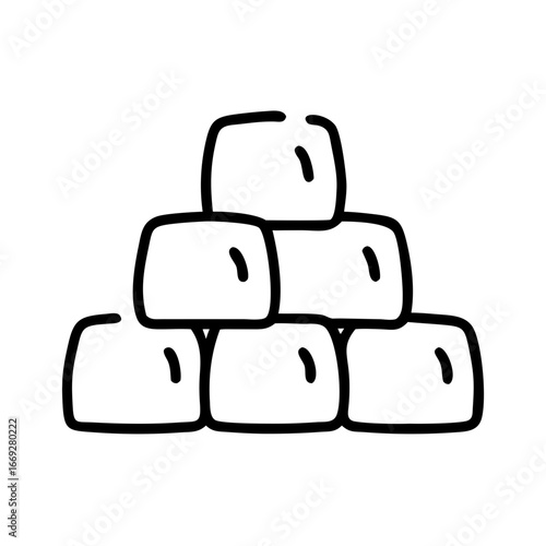 Stacked hay bales in simple line art illustration  