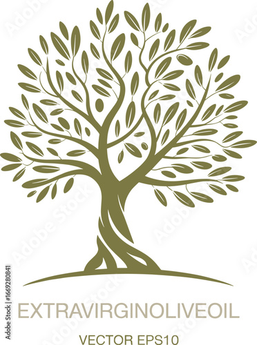 Olive tree illustration, extra virgin olive oil design, organic food symbol, healthy lifestyle, Mediterranean agriculture, natural product, eco-friendly concept