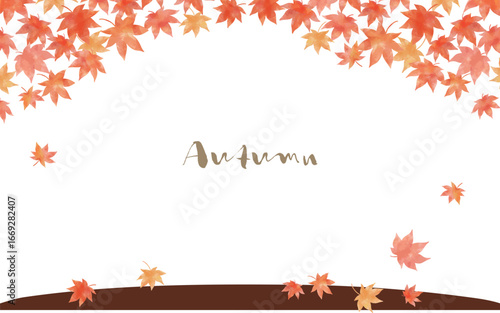 秋の紅葉の背景フレームイラスト