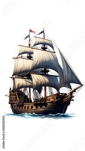 Sailing Ship at Sea, Full Sail