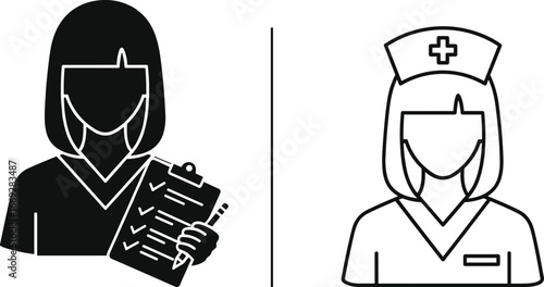 Nurse icon vector, medical staff illustration, healthcare worker graphic, hospital nurse symbol, clinical assistant design, doctor helper icon, medical professional silhouette