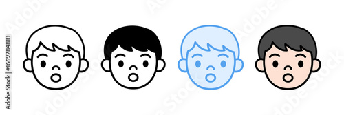 Surprised Boy Icon Set Multiple Style Collection