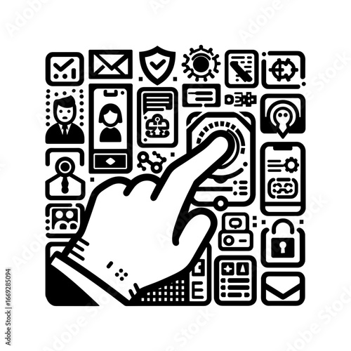 Finger tapping screen for icon interactivity