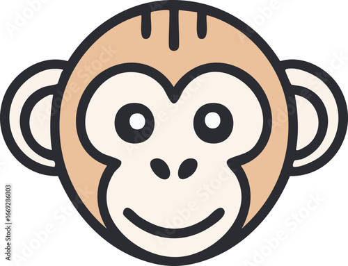 Monkey icon with color style perfect for uiux design