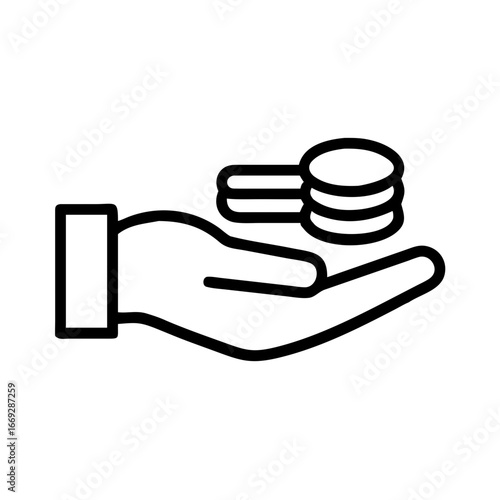 Hand Holding Stacked Coins Icon for Web and Graphic Design
