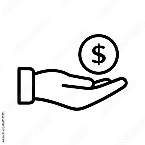 Hand With Coin Icon for Web and Graphic Design