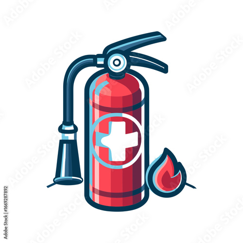 fire extinguisher with a medical cross, emergency response icon