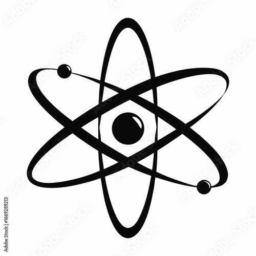 Atom structure science physics chemistry nuclear model energy molecule electron orbit icon graphic vector illustration