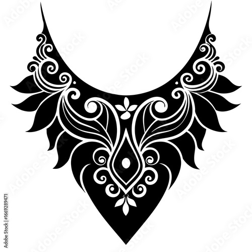 Luxury Neck Designs with Classic Asian Decorative Elements Vector Illustration