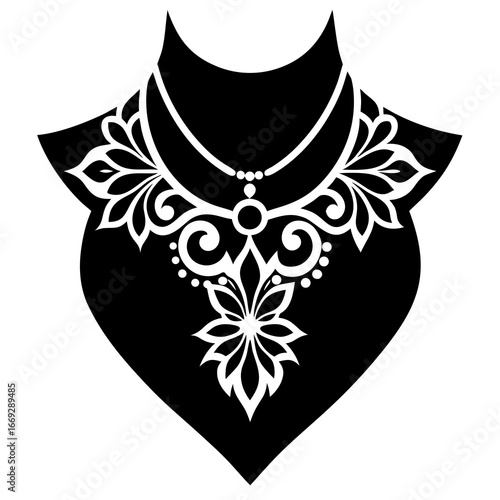 Luxury Neck Designs with Classic Asian Decorative Elements Vector Illustration