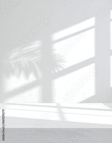 Sunlit Room, Shadowy Surface, White Wall