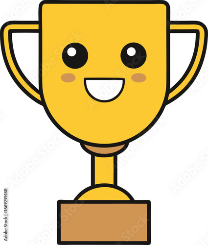 Trophy cup icon in flat style goblet prize vector illustration on isolated background