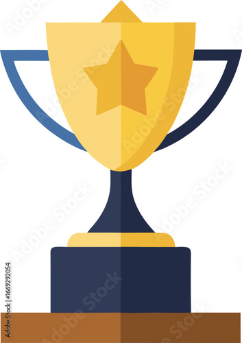 Trophy cup icon in flat style goblet prize vector illustration on isolated background