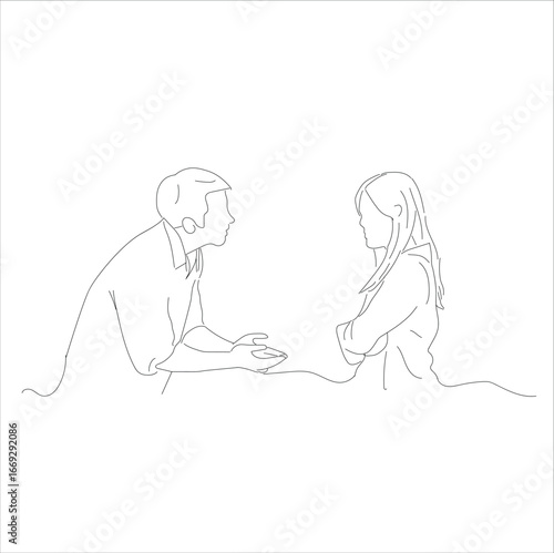couple arguing and yelling at each other continuous single line art. vektor