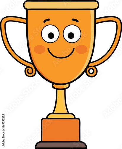 Trophy cup icon in flat style goblet prize vector illustration on isolated background