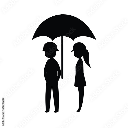 Minimalist anime couple holding hands silhouette