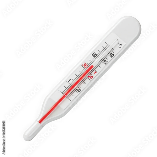 3d icon of a medical thermometer showing a temperature of 385 degrees celsius isolated on a transparent background