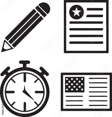 Writing, Time & USA Symbols
