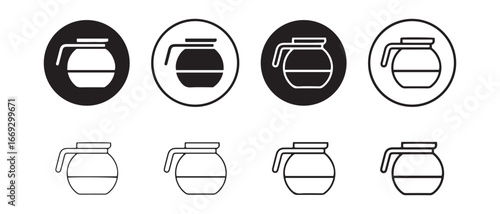 Coffee pot vector icons. isolated on white background in various styles.