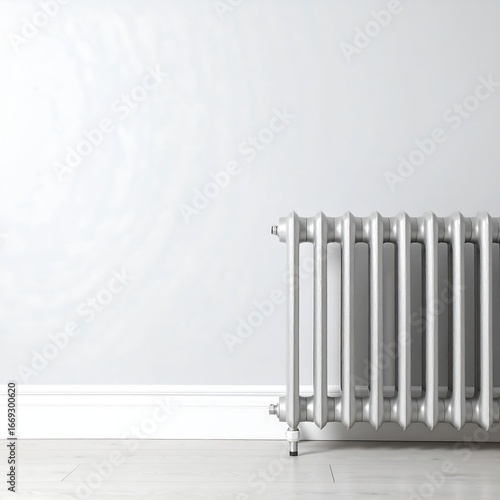 Silver Radiator Against White Wall