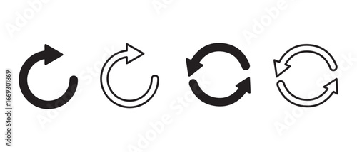 Set of refresh arrow icons. isolated on white background for web design.