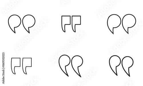 Set of quotation mark. isolated on white background in line art style.