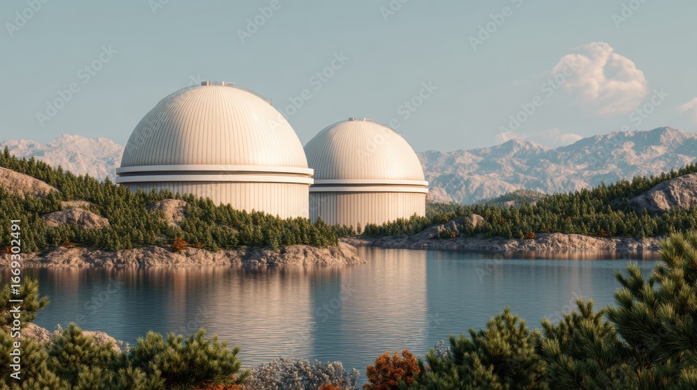 Obraz premium State of the Art Carbon Capture Facility Surrounded by Natural Landscape in High Fidelity V2