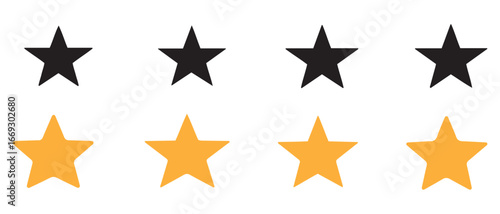 Four star rating isolated on white background for customer feedback review.
