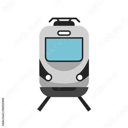 Modern High-Speed Train Front View Illustration - A Sleek and Dynamic Graphic for Urban Transportation and Travel Concepts