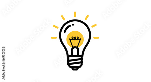 Illustration of a Glowing Light Bulb Symbolizing Innovation and Ideas for Creative Projects and Business Solutions with Optimistic and Inspiring Concepts.