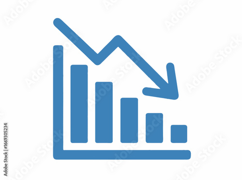 Downward trend graph shows financial loss for company, indicating market decline and economic downturn, ideal for presentations on business failure