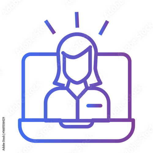 Woman having a bright idea on laptop, online inspiration, digital innovation