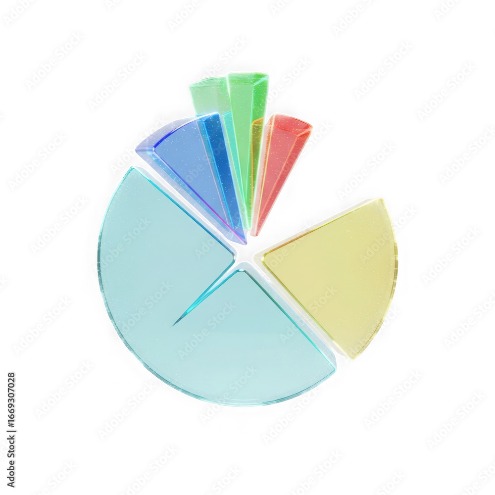 Obraz premium 3d icon of colorful pie chart isolated on transparent background representing financial data and business growth
