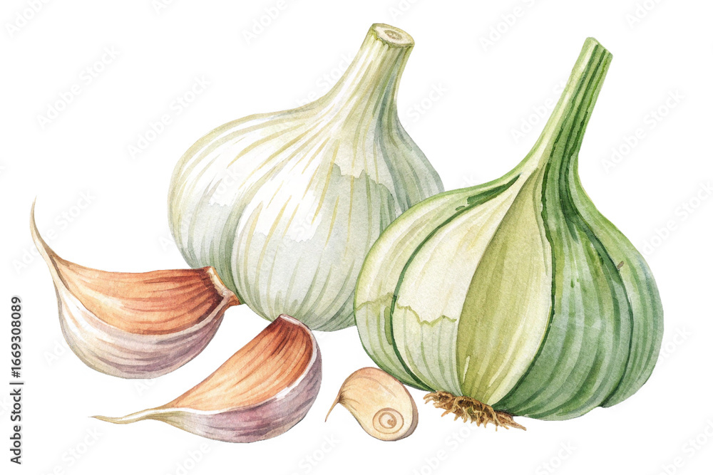 Obraz premium garlic on white background