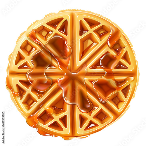 Golden Waffle Topped with Rich Syrup