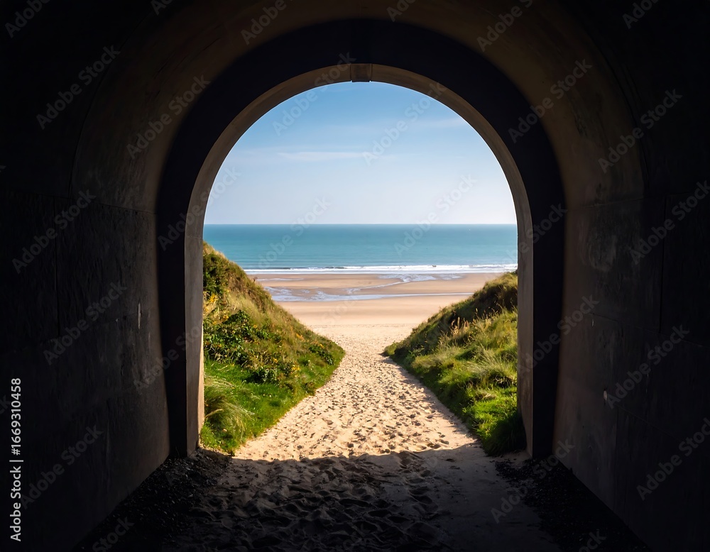 Obraz premium Tunnel archway to beach