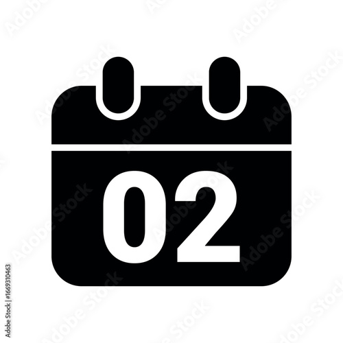 Calendar Icon With Number 02 date