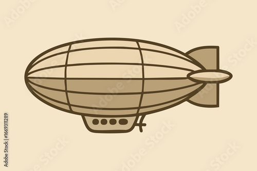 Classic zeppelin airship profile with gondola