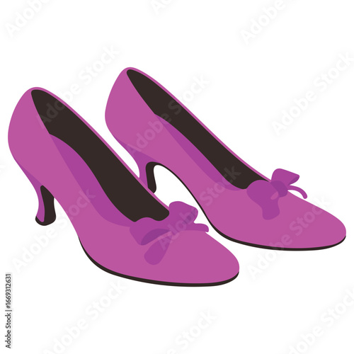 Vintage French mens shoes for ball historical vector illustration on white background