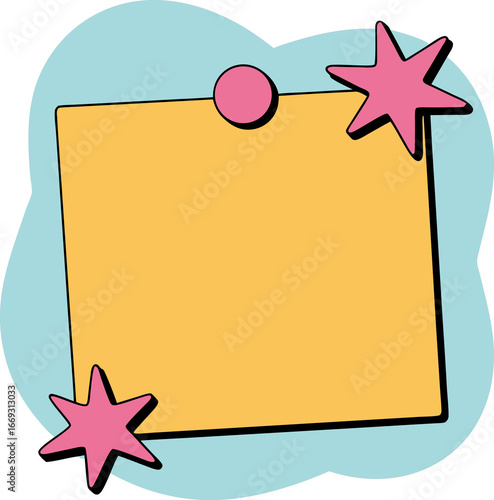 Colorful Sticky Note with Star Decorations in Playful Frame