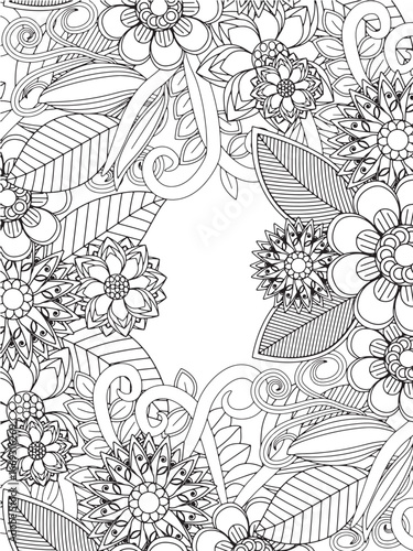 Handmade flower doodle coloring pages for adults 
