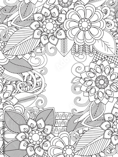 Handmade flower doodle coloring pages for adults 