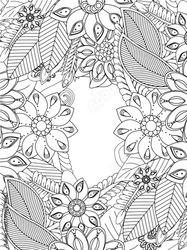 Handmade flower doodle coloring pages for adults 